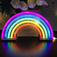 Rainbow Neon Light Signs,Rainbow Wall Decor for Girls Children Baby Room LED Lamp Rainbow Decor Kids Gifts,Battery or USB Operated Table LED Night Lights