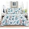 Jarson Summer Beach Bedspreads Set Seashell Conch Coverlet Sets Full/Queen Size,3Pcs Lightweight Coastal Quilts Starfish…