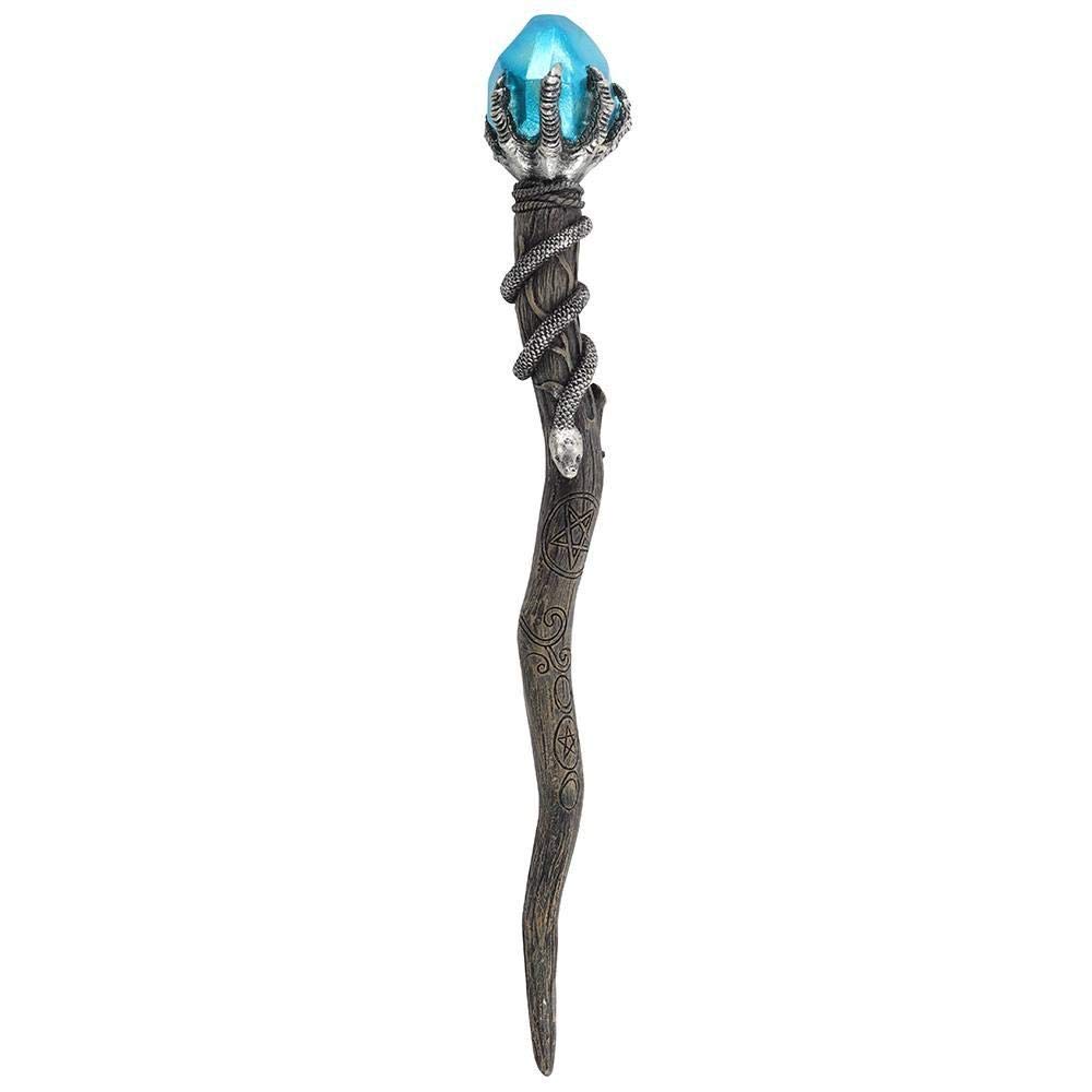Enchanting Silver Claw Wand with Radiant Blue Gem - 24cm x 3.5cm (1 Pc.) - Unique Design - Perfect For Every Witch & Wizard's Collection - Ideal Gift