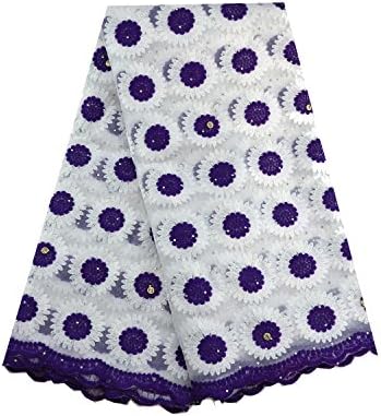 LaceQin 5 Yards African Lace Lace Nigerian Bud Silk Screen Embroidery and Diamond Embroidered lace(Purple)