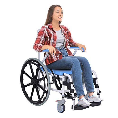 Rolling Shower Wheelchair Bath Toilet Commode Bariatric with 24