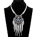 Ysiop Women Bohemian Statement Necklace Vintage Neck Strap Turquoise Leaf Tassel Pendant Silver Updated Version