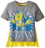 Transformers Little Boys' Bumblebee Roll Out Cape T-Shirt, Grey/Yellow, 4