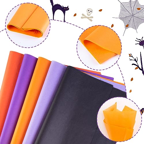 Shindel 120 Sheets Tissue Paper for Halloween, Halloween Wrapping Paper 19.7 x 13.8 Inch Gift Wrapping Paper for Halloween DIY Crafts Gift Box Wrapping 5 Colors
