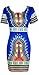 Orangesky Women Traditional African Print Dashiki Bodycon Short Sleeve Dress (XL, Blue)