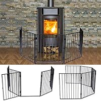 Apelila Fireplace Fence Baby Safety Walk-Through Door,Metal Fire Gate Indoor Safety Gates Pets Dog Cat Christmas Tree Fence (01)