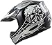 Youth Kids Black/Silver Skull Dirt Bike Flame Motocross Off-Road MX ATV Helmet (Medium)