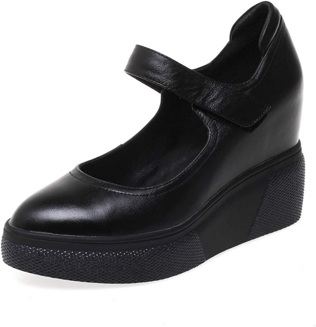 Women Wedge Mary Jane Shoes Ankle Strap Pointed Toe High Heels Casual