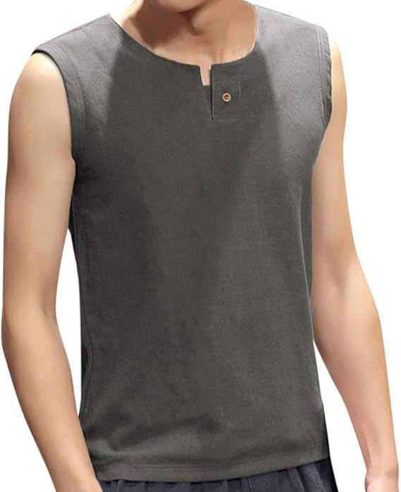 Amazon Yochyan Men メンズ タンクトップ トップス ブラウス Tシャツ ファッション カジュアル ベスト 運動 スポーツ 上着 快適 ノースリーブ ルーズ シンプル おしゃれ ボタン プルオーバー 日常用 無地 人気 ティーシャツ タンクトップ 通販