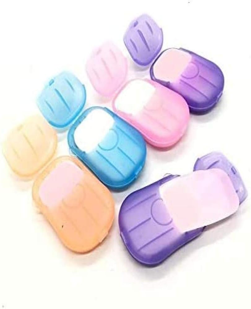 Jonnie 6 Packs Portable Disposable Travel Hiking Washing Hand Bath Toiletry Paper Soap Sheets(Random Color)