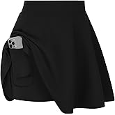 Hanna Nikole Womens Plus Size Casual Mini Skater Skirt Elastic Lining High Waist Basic Flared Skorts Pleated with Pocket