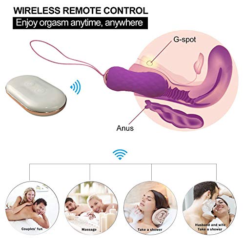 Edan\'s Secret Bullet Vibrator, Wireless Remote Control Stimulator for Women with 7 Vibration Patterns, Waterproof USB Rechargeable G-spot Stimulation Silicone Adult Female Sex Toy (Purple)
