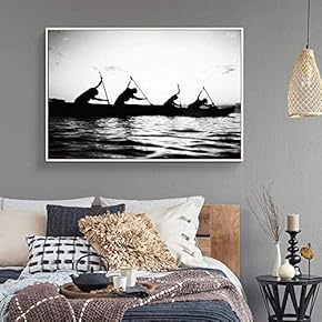 Floating Framed Canvas Wall Art for Living Room, Bedroom Black and White Water Canvas Prints for Home Decoration Ready to Hang - 16x24 inches