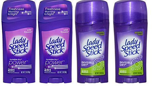 Lady Speed Stick Antiperspirant Deodorant, Invisible Dry, Wild Freesia 2.30 oz (Pack of 4)