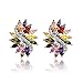White Gold Plated Multicolor Cubic Zirconia Earrings With Gift Box and Velvet Gift Bag