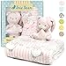 JOIE BEAN Baby Blanket and Stuffed Animal Set for Girls | 2 Piece Plush Teddy Bear and Soft Fleece Security Throw Blanket for Baby, Newborn | Perfect Baby Shower Present (Pink)
