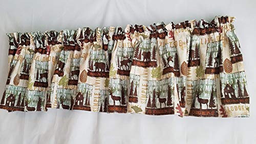 Rustic Valance Curtains, Kitchen Curtains, Lodge Cabin Curtain, Reindeer, Bear, Moose Curtain Valances, Cabin Curtain, Outdoorsy Curtains, Novelty Curtains (41-42 Inches Wide x 15 Inches Long)