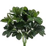 GTIDEA Artificial Shrubs Plants Fake Silk Schefflera Bushes Real Touch Faux Greenery Leaf Arrangements Indoor Outdoor Garden Office Home Table Centerpieces Wall Hanging D&eacute;cor 2pcs