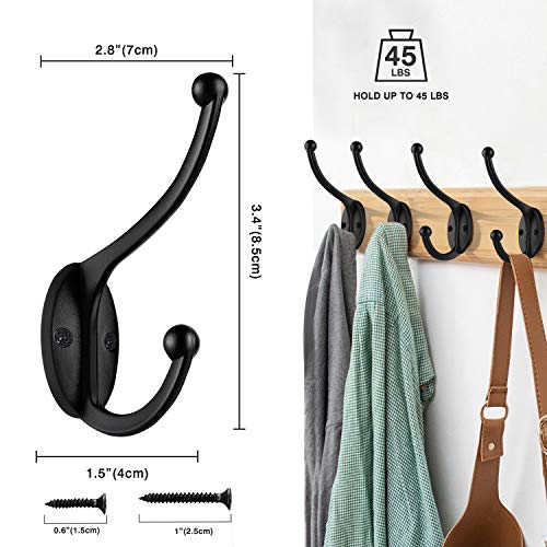 ACMETOP 15 Pack Coat Hooks Wall Mounted, Dual Prong Wall Hook with 60