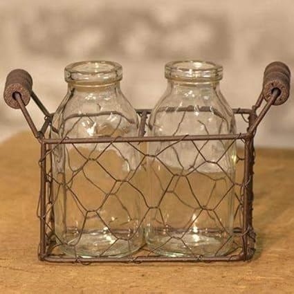 Amazon Com Rustic Chicken Wire Basket W 2 Small Decorative