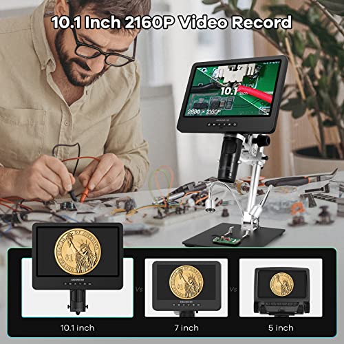 Andonstar AD249S HDMI Digital Microscope 10.1 Inch 2000x for Adults UHD Video Recorder 3 Lens 2160P Soldering Coin Biological Kit