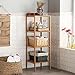 Finnhomy Natural Bamboo Shelf Wood 4 Tier Bathroom Shelf Unit Tower Bookshelf Multifunctional Storage Rack Display Shelving Unit Free Standing Rack for Plants