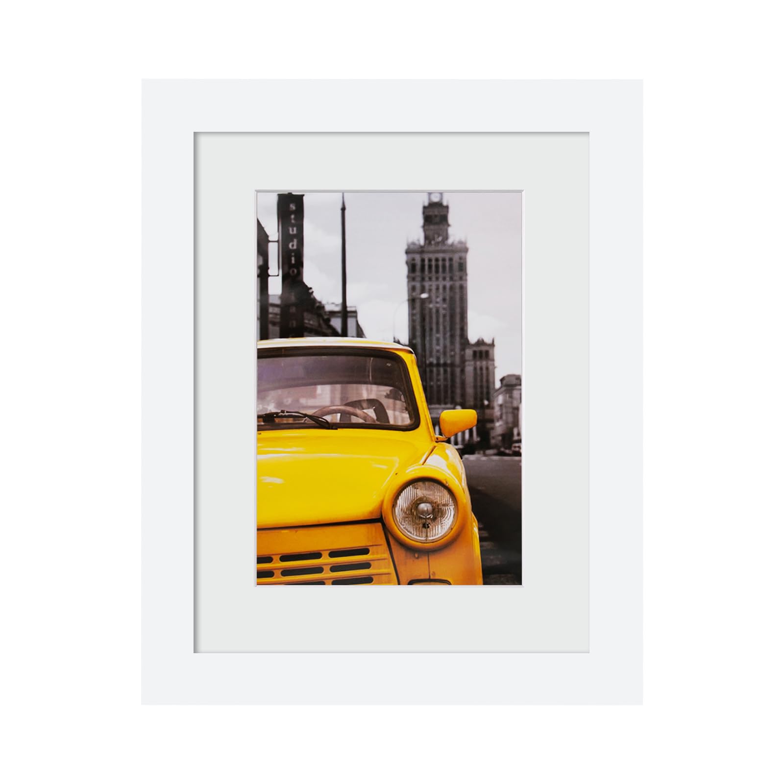 EGOFINE 9x7 inch Photo Frames White - Made of Solid Wood for Table Top and Wall Mounting — image 1