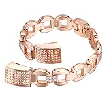 For Fitbit Alta HR and Alta Bands, bayite Metal Bands Rose Gold with Rhinestone Style E