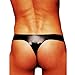EXLATEX Men's Latex Rubber Sexy G-String with Bulge Pouch Thong Bottoms Underwear (Large, Black)