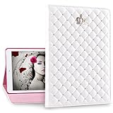 iPad Mini Case, iPad Mini 2 Case, iPad Mini 3 Case, IDEGG Fashion PU Leather Crown Design Bling Protective Smart Stand Case Cover with Auto Wake/Sleep for Apple iPad Mini 1/2/3 (White)