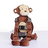 Berhapy 2 in 1 Monkey Toddler Safety Harness Backpack Children's Walking Leash Strap（Brown）
