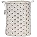 Sea Team 19.7 Inches Large Sized Waterproof Coating Ramie Cotton Fabric Folding Laundry Hamper Bucket Cylindric Burlap Canvas Storage Basket with Stylish Stars Design (19.7