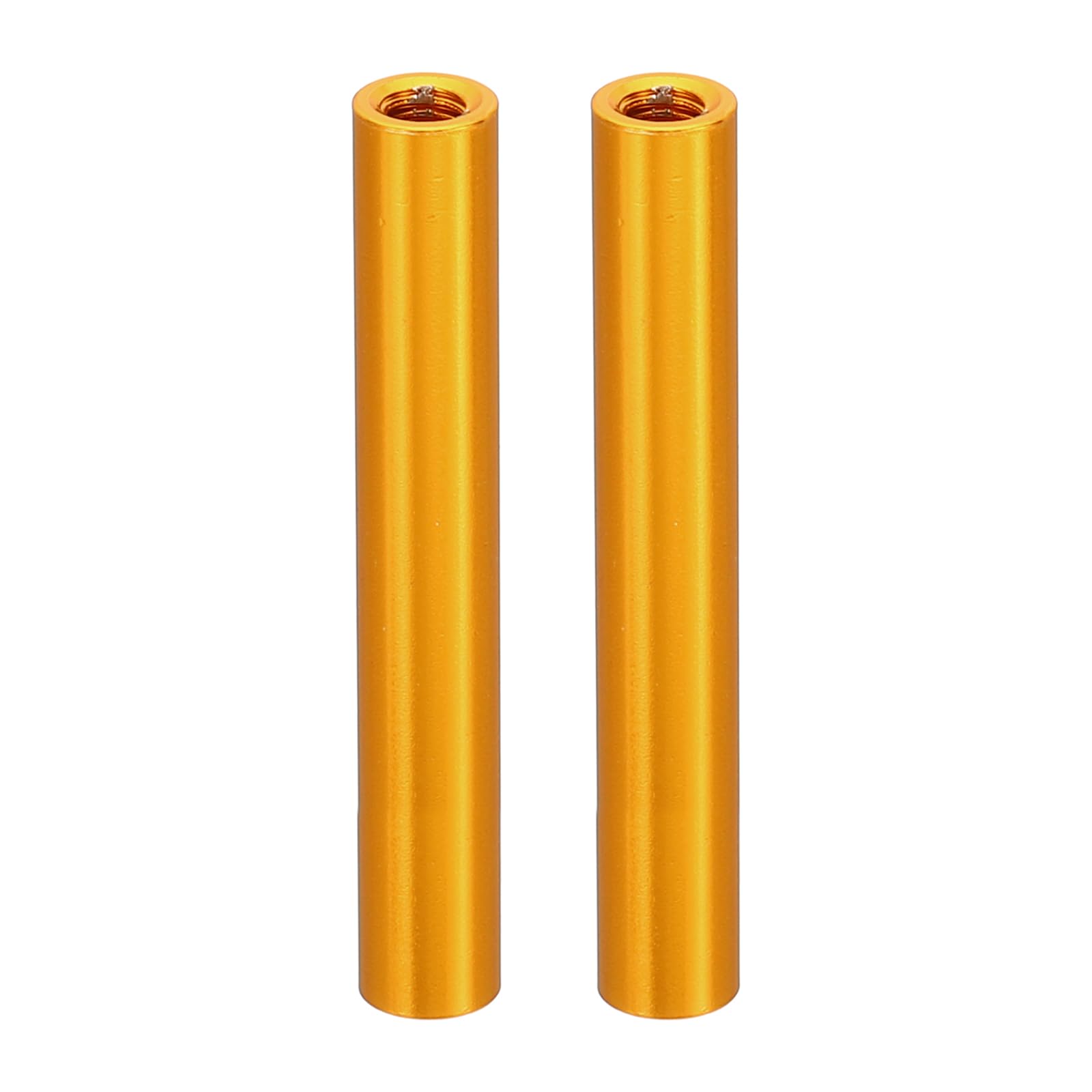 PATIKIL 2pcs M3 Metal Threaded Standoff Spacer Nuts, Round Aluminum Spacers Female Coupling Screws, 1/8" ID x 3/16" OD, Gold 3x5x35mm