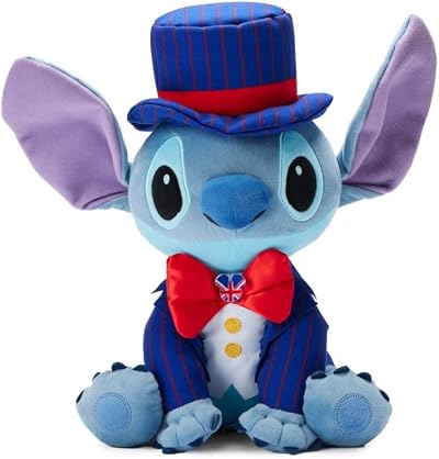 Disney Store Stitch Lilo & Stitch Soft Toy 35cm UK Outfit Union Jack Pin