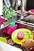 Vigar Flower Power 3-in-1 Kitchen Sink Caddy Set, Flower-Shaped Dish Brush, Sponge, Fence-shaped Holder and Suction Cup, Ideal Sink Organizer, Pink
