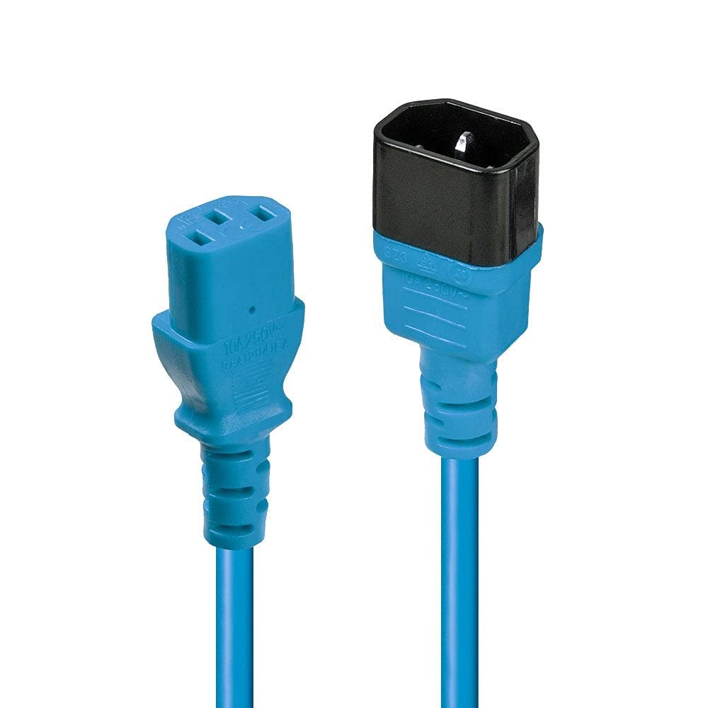 Lindy 2m IEC C14 to IEC C13 Extension Power Cable, Blue
