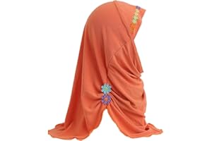 JDYaoYing Girls Muslim Hijab with Flowers Islamic Arab Headscarf Sand Sun Protection Scarf Shawls for Girls Kids