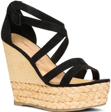 Amazon Com Justfab Cambria Black Platforms Wedges