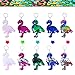 Aneco 15 Pack Flip Sequin Key Chain Flamingo Shape Party Favors Key Ring Hanging Key Chain Decoration for Party Supplies, 5 Colors