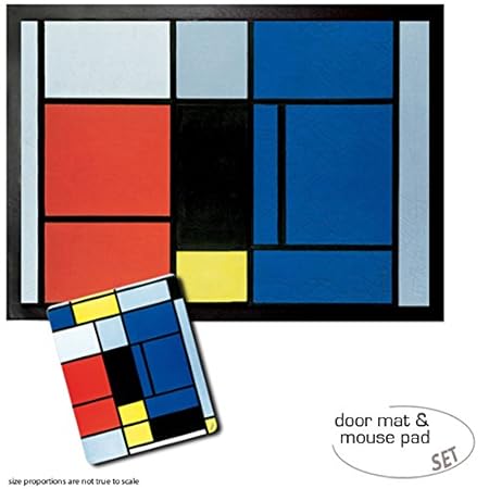 Set: 1 Fußmatte Türmatte (70x50 cm) + 1 Mauspad (23x19 cm) - Piet Mondrian, Tableau No. I, 1921-1925