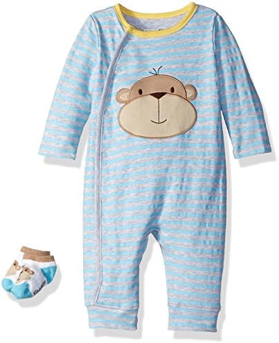 Vitamins Baby Boys' 2 Piece Coverall Set, Monkey, 9 Months