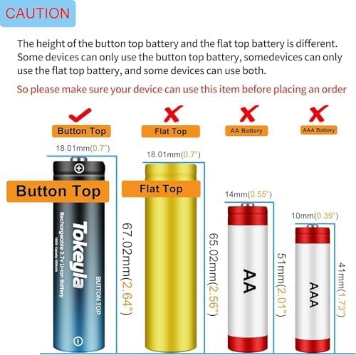 2 Bay 18650 Rechargeable Battery Charger,Smart Charger for Flashlight Headlamp 3.7Volt Lithium ion Batteries(4Pcs Button Top Ba??tt?er??y+Charger)