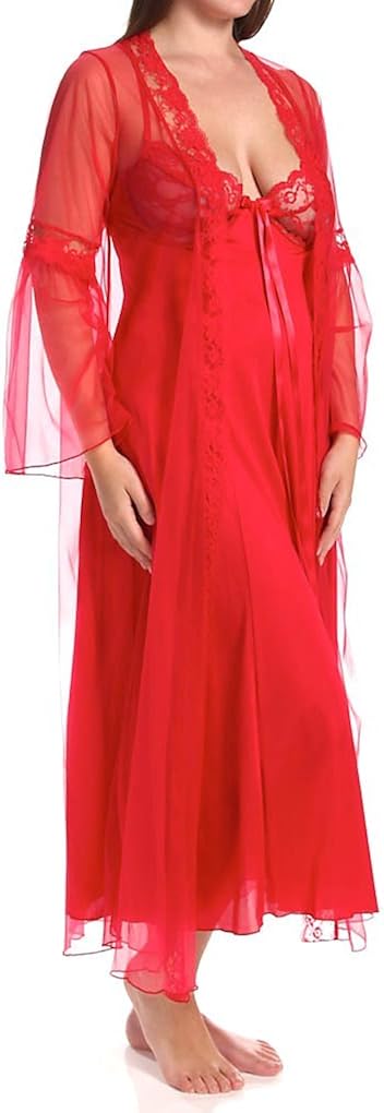 Shirley of Hollywood Women's Plus Size 2 Piece Long Gown Peignoir Set X3489: Clothing