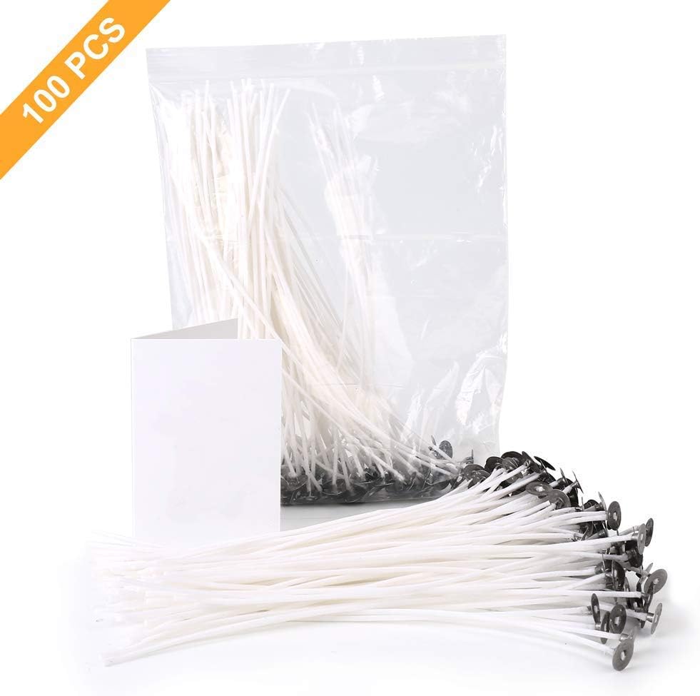 Uteruik Candle Wicks, Eco Candle Wick for Wicks Candle Making, Pre-Waxed Candle Wicks with Low Smoke Design, 100pcs