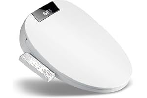 WLJBIDET Electric Heated Toilet Seat Bidet with Warm Water Rear and Front Wash, Adjustable Warm Air Dryer, Self-Cleaning Stainless Steel Nozzle, Slow Closed Toilet Seat & Lid, Round