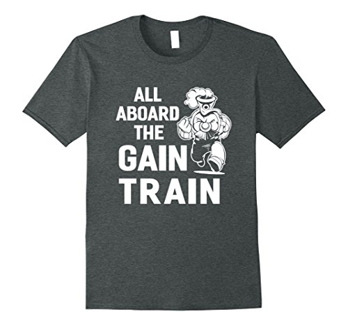 Mens All Aboard The Gain Train Funny Bodybuilding T Shirt