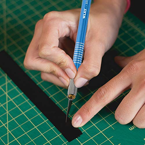 Precision Cutter Utility and Hobby Knife, Solid Metal Art Pen Knife with 5 Replacement Blades-Craft Knife Set for DIY Art Creation Cutting Carving Scrapbooking (Blue)