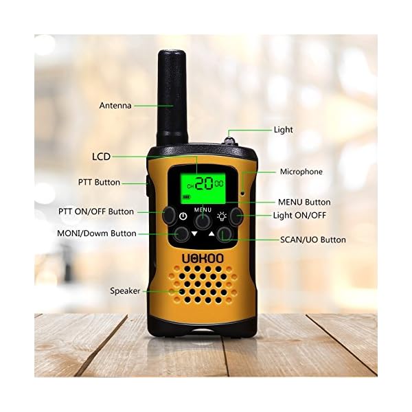 Kids-Walkie-Talkies-UOKOO-4-Mile-Range-22-Channel-FRSGMRS-Pair-of-Walkie-Talkies-for-Kids-Toys-1-Pair-Yellow