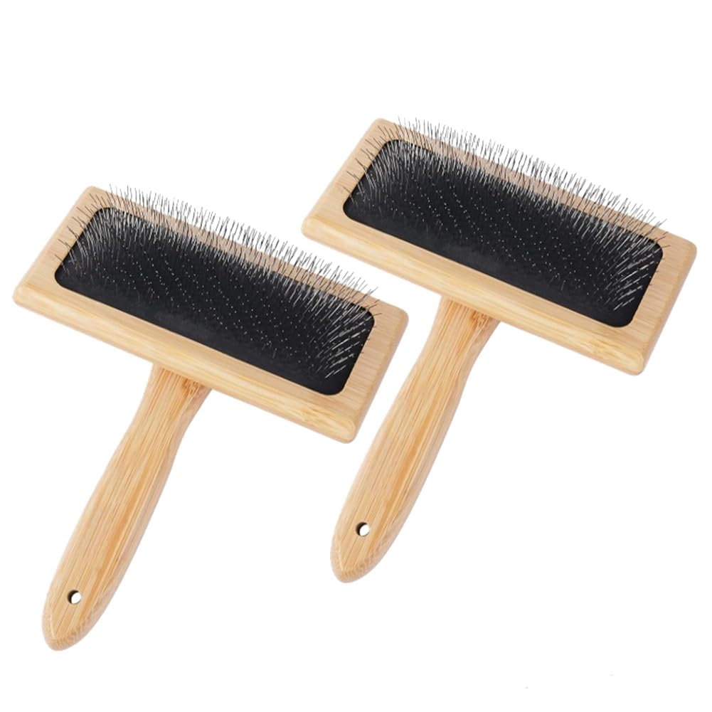Pgyewhdf 2 PCS Wool Carders, 6.1InchX4.8Inch Hand Carders for Wool, Craft Wool Felt Mixing Tool, Pet Slicker Brush Easy to Use