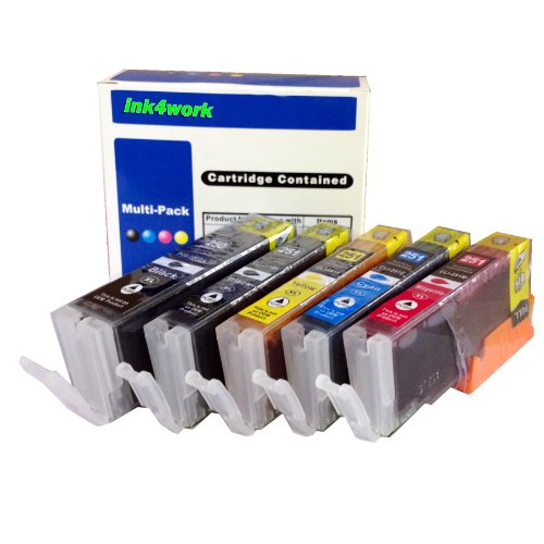 ink4work Set of 5 PACK PGI-250XL and CL-251XL Compatible Ink Cartridge for Pixma IP7220, MG5420, MG6320, MX722, MX922, Office Central